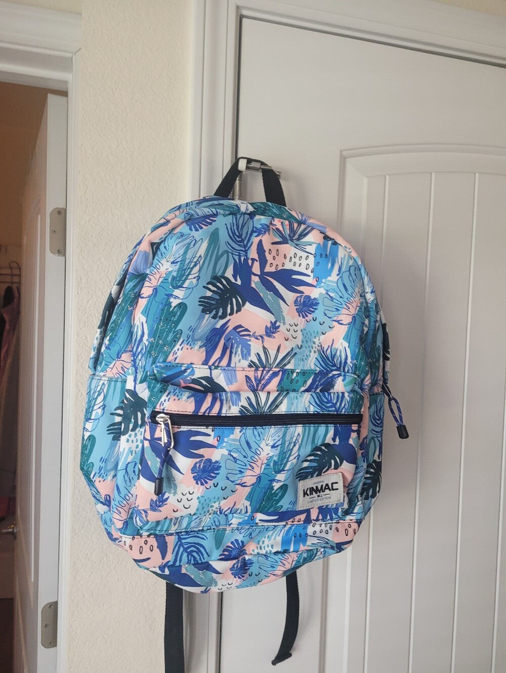 Original KINMAC M.L. LIMITED EDITING Blue & Pink Tropical Print Backpack